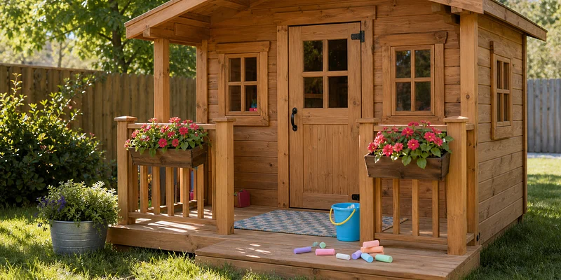 Houten speelhuis voor buiten